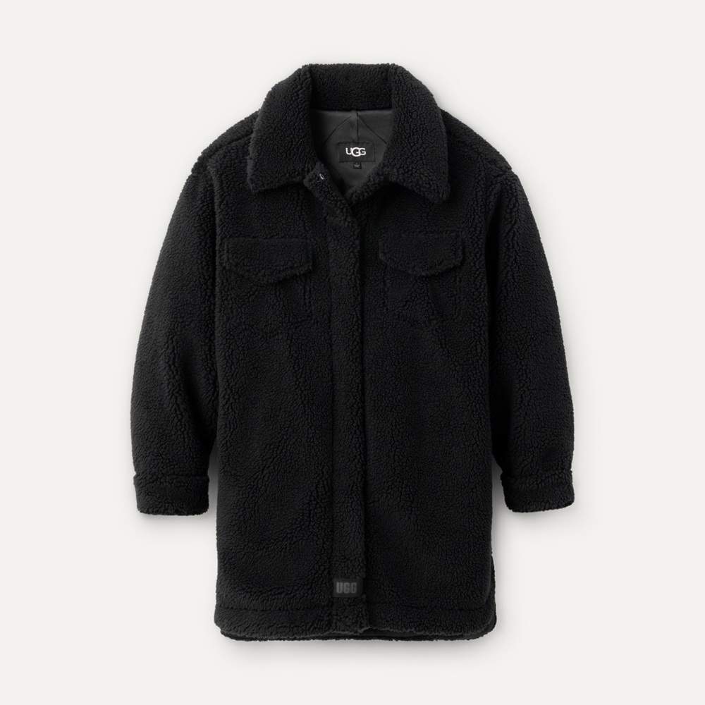 UGG Frankie UGGfluff Shirt Jacket-Black-Size Large or XL